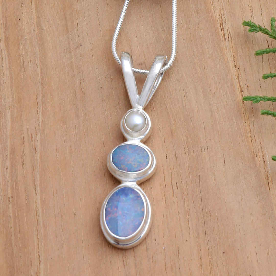 Opal Freshwater Cultured Pearl Pendant Necklace - Sea Symphony