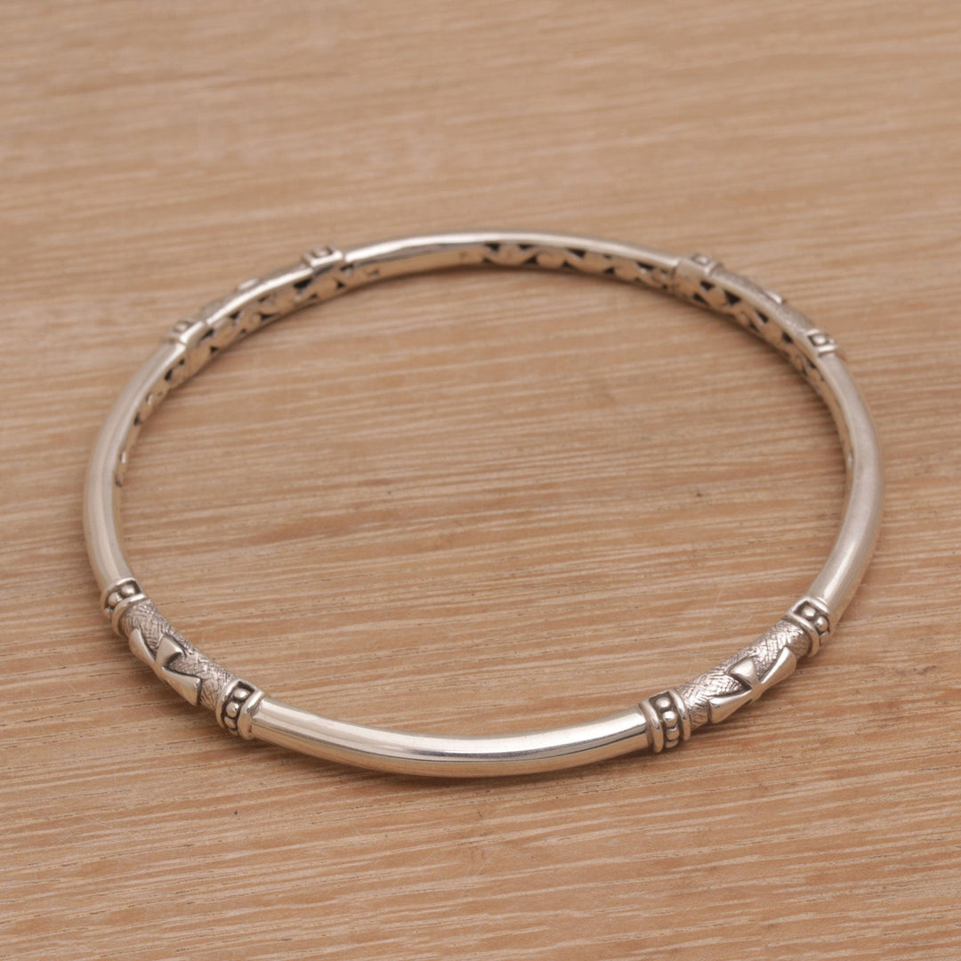 Handmade 925 Sterling Silver Bangle Bracelet Made in Bali - Pure Independence