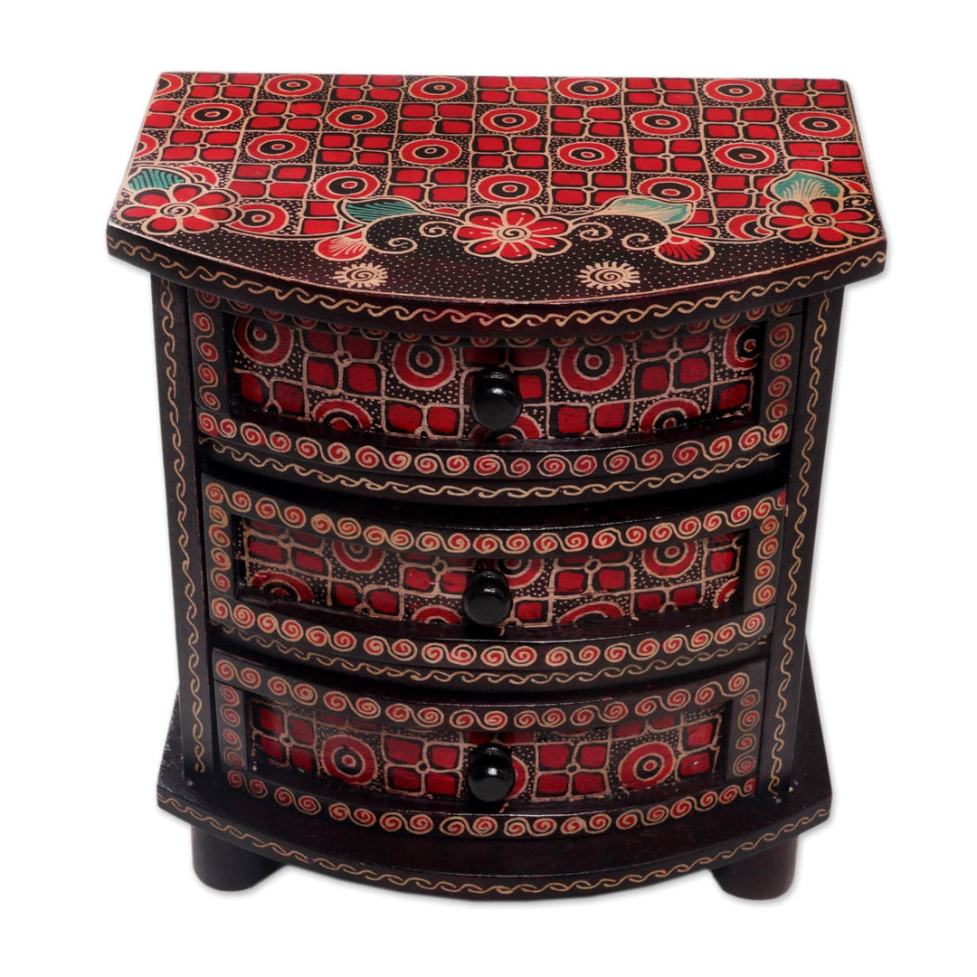 Kawung Motif Wood Batik Jewelry Box - Kawung Secrets