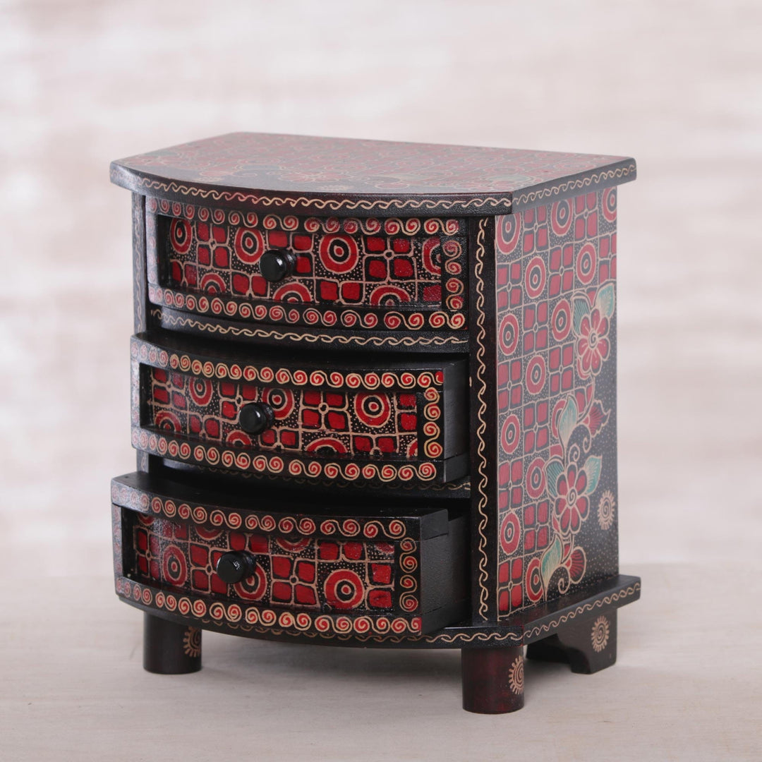 Kawung Motif Wood Batik Jewelry Box - Kawung Secrets