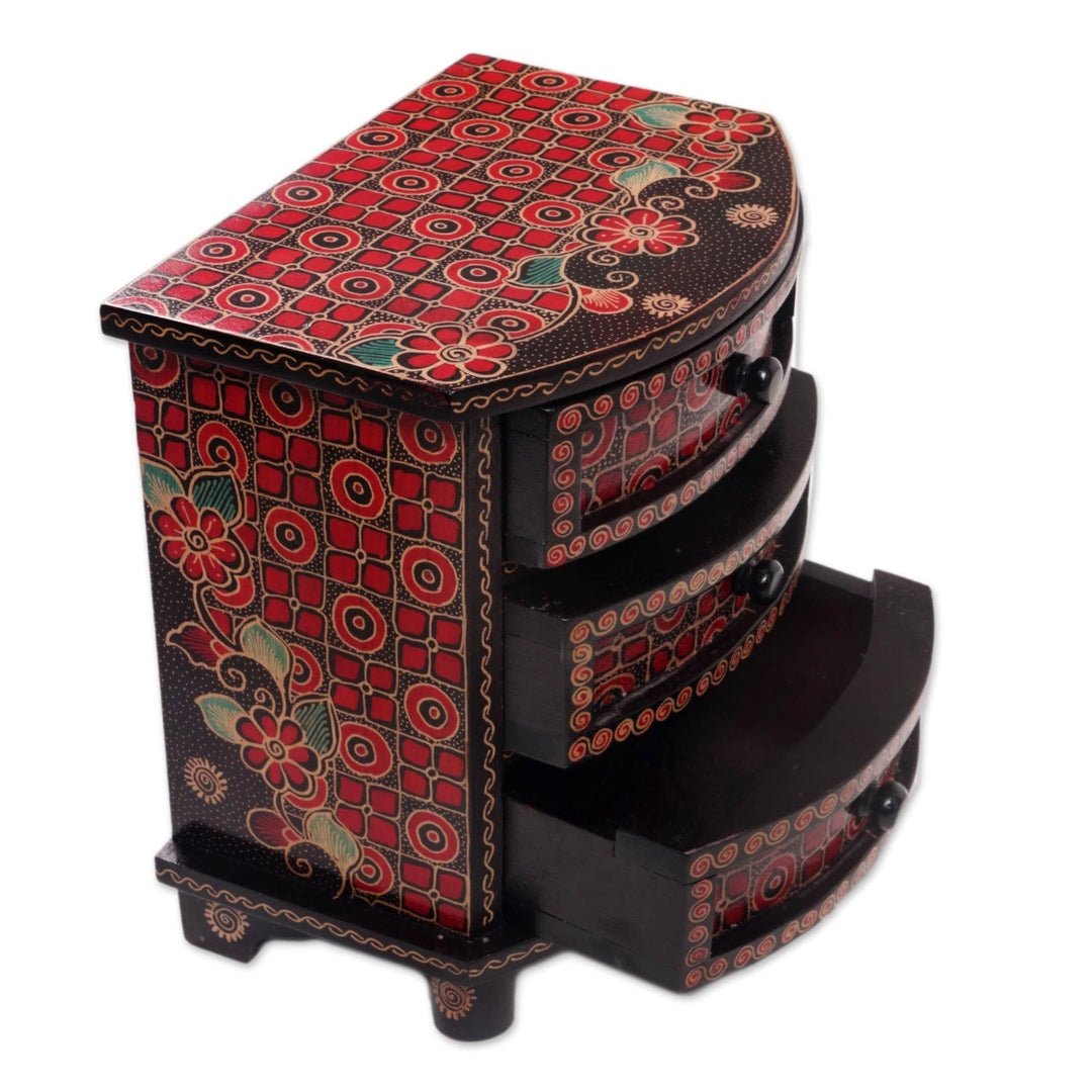 Kawung Motif Wood Batik Jewelry Box - Kawung Secrets
