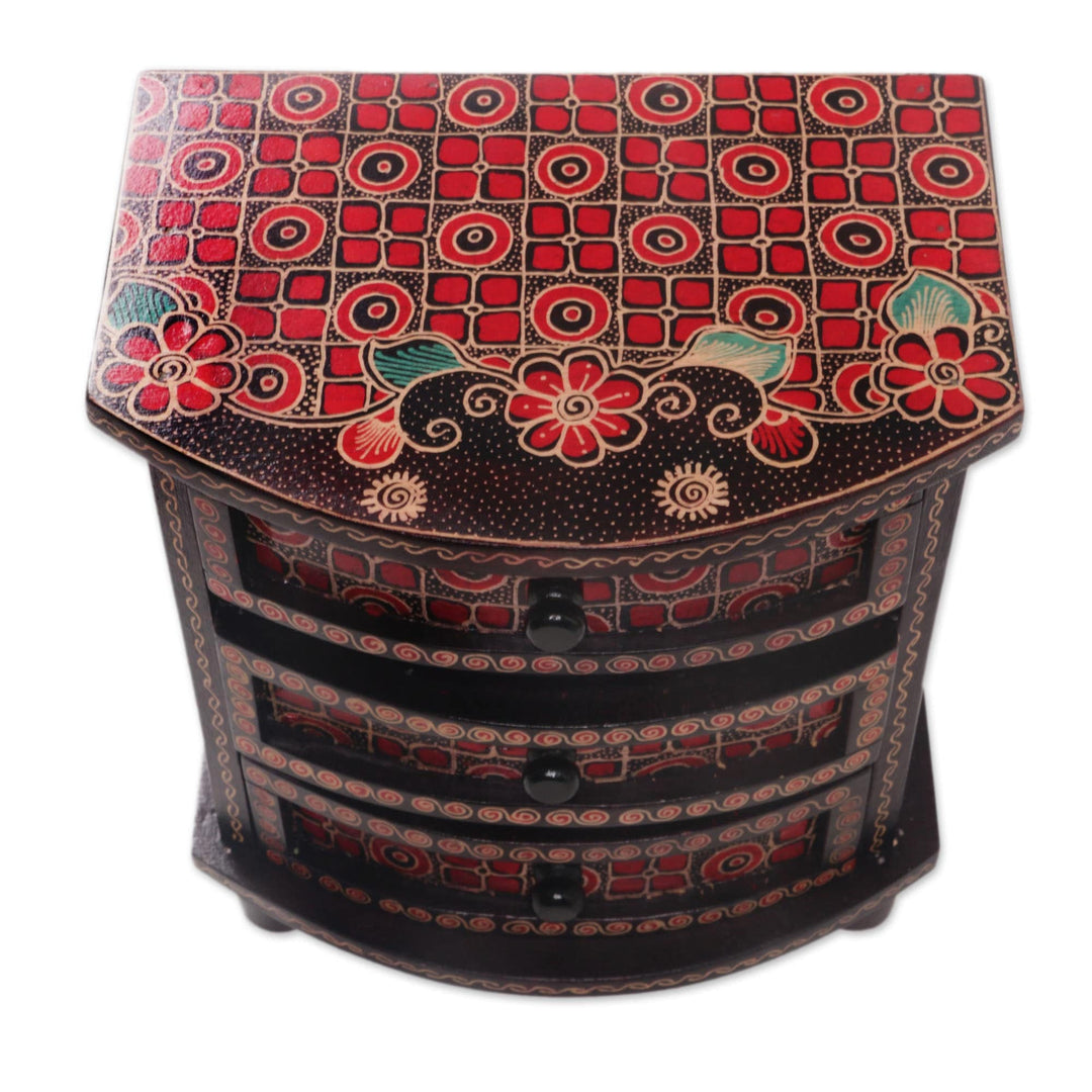 Kawung Motif Wood Batik Jewelry Box - Kawung Secrets