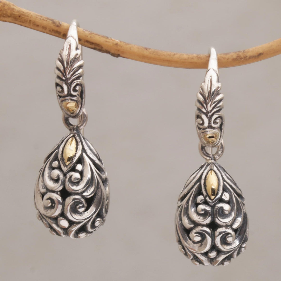 Gold Accented Sterling Silver Dangle Earrings - Tears of Eternity