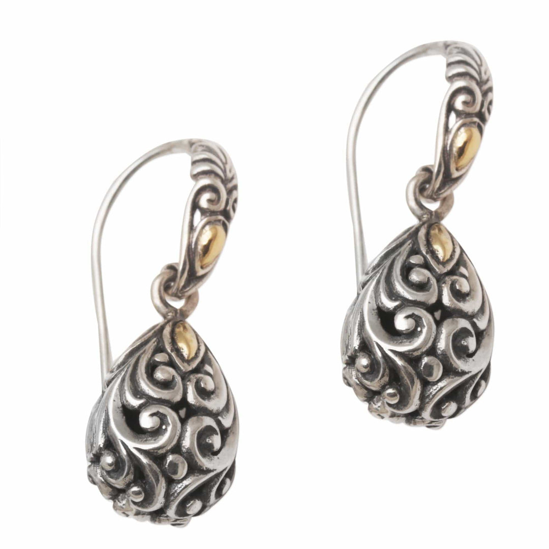 Gold Accented Sterling Silver Dangle Earrings - Tears of Eternity