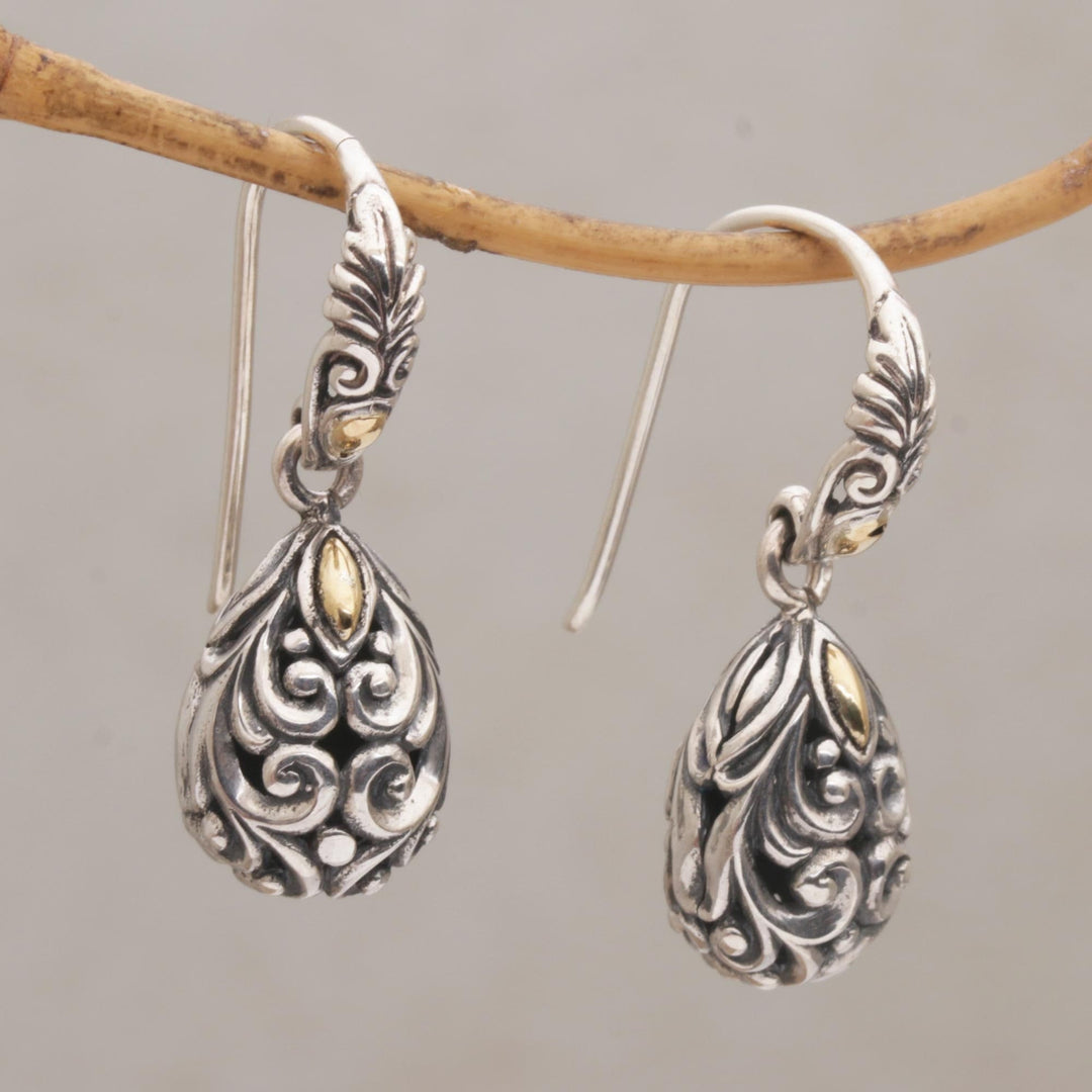 Gold Accented Sterling Silver Dangle Earrings - Tears of Eternity
