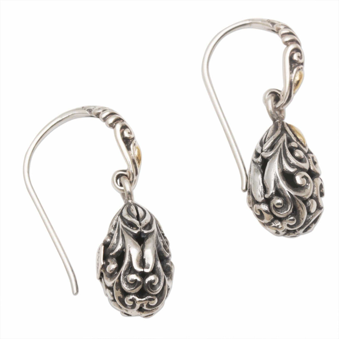 Gold Accented Sterling Silver Dangle Earrings - Tears of Eternity