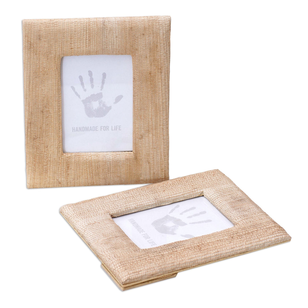 Small Natural Fiber Photo Frames in Beige (Pair, 3x5) - Rustic Memories in Beige
