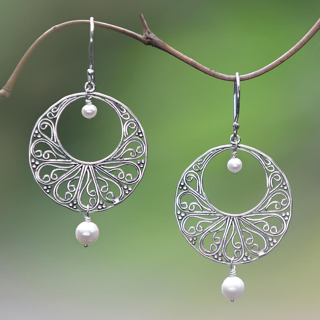 Handmade 925 Silver Cultured Pearl Dangle Earrings - Ballroom Dance