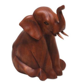 Suar Wood Sculpture - Elephant Child