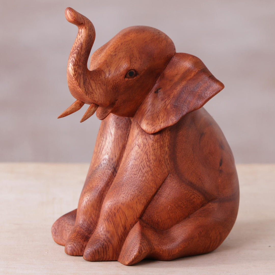 Suar Wood Sculpture - Elephant Child