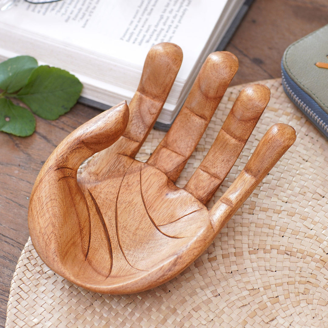 Artisan Hand Carved Handmade Suar Wood Hand Sculpture - Lending a Hand