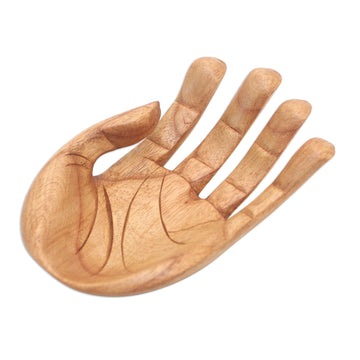 Artisan Hand Carved Handmade Suar Wood Hand Sculpture - Lending a Hand