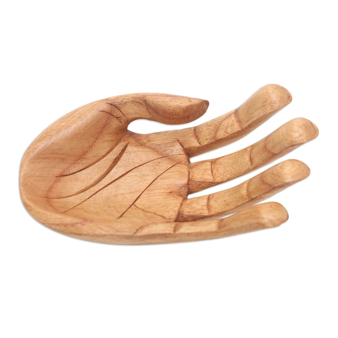 Artisan Hand Carved Handmade Suar Wood Hand Sculpture - Lending a Hand