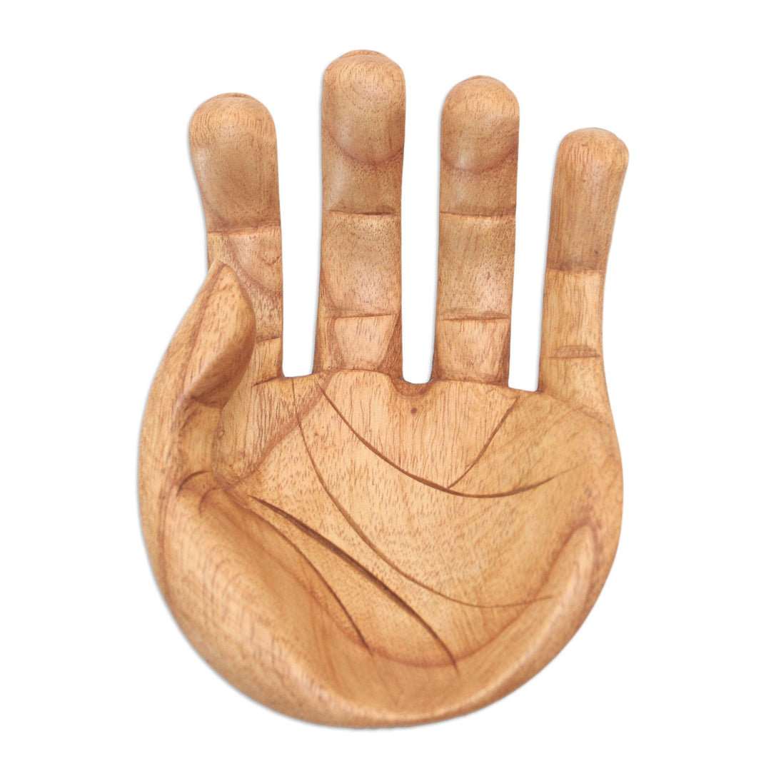 Artisan Hand Carved Handmade Suar Wood Hand Sculpture - Lending a Hand