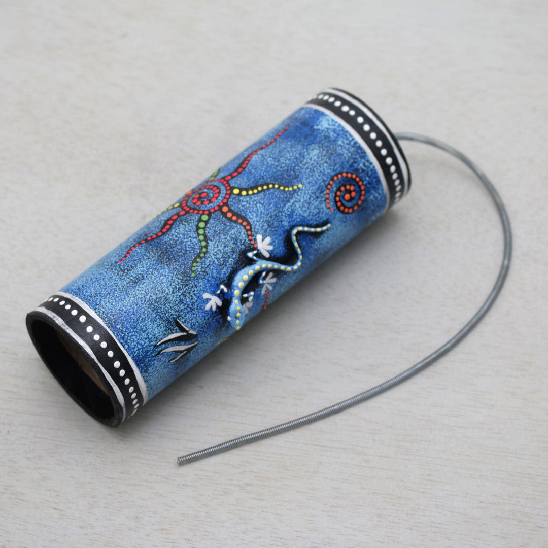 Blue Gecko Themed Percussion Instrument Handmade in Bali - Gecko Echo in Blue