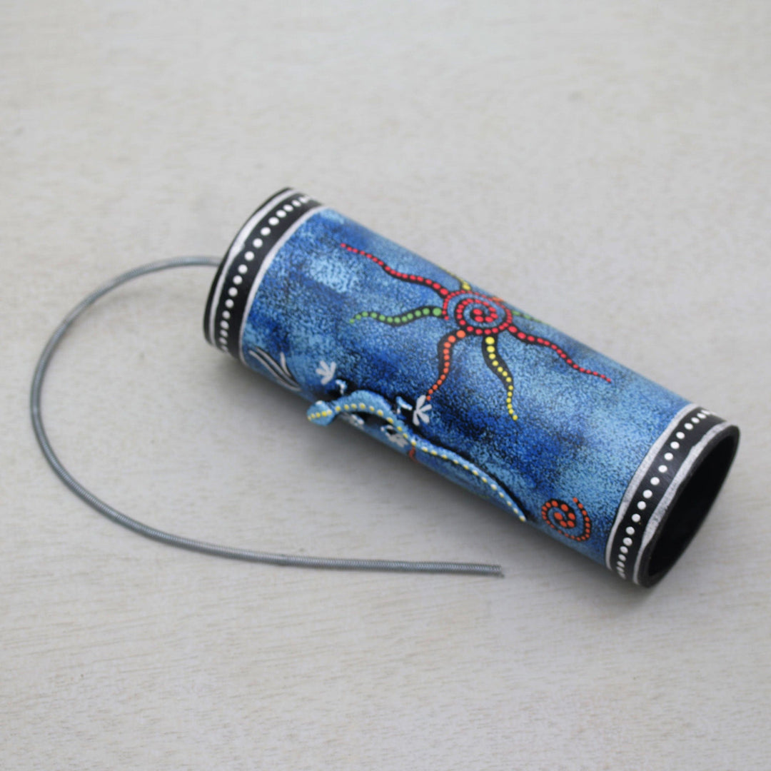 Blue Gecko Themed Percussion Instrument Handmade in Bali - Gecko Echo in Blue