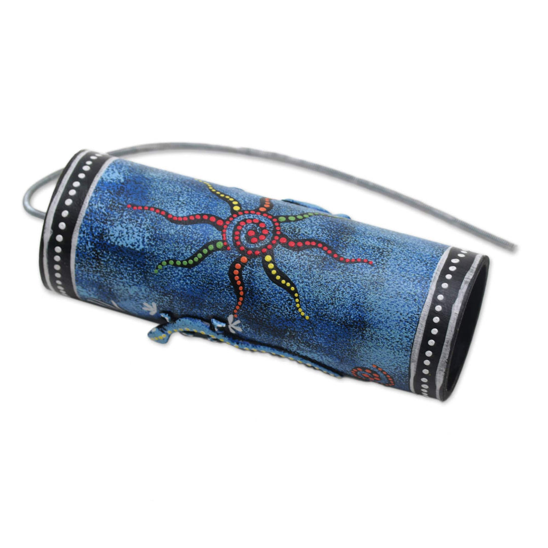 Blue Gecko Themed Percussion Instrument Handmade in Bali - Gecko Echo in Blue