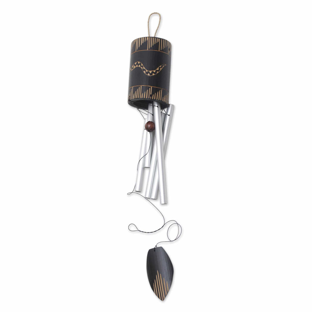 Bamboo and Aluminum Snake Wind Chime in Bali - Snake Charm