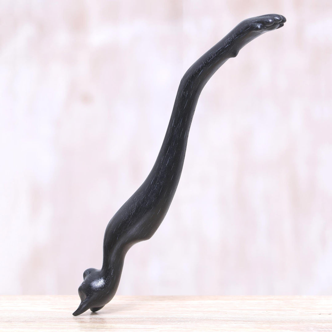 Black Cat Paw Wood Back Scratcher Hand Carved in Bali - Kitty Comfort in Black
