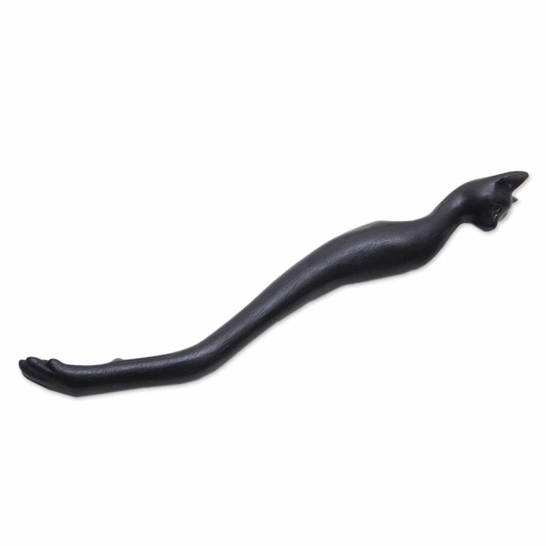 Black Cat Paw Wood Back Scratcher Hand Carved in Bali - Kitty Comfort in Black