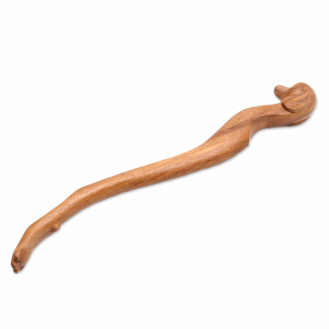 Dachshund Dog Paw Wood Back Scratcher Hand Carved in Bali - Dachshund Delight in Natural
