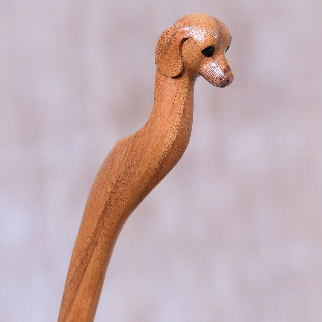 Dachshund Dog Paw Wood Back Scratcher Hand Carved in Bali - Dachshund Delight in Natural