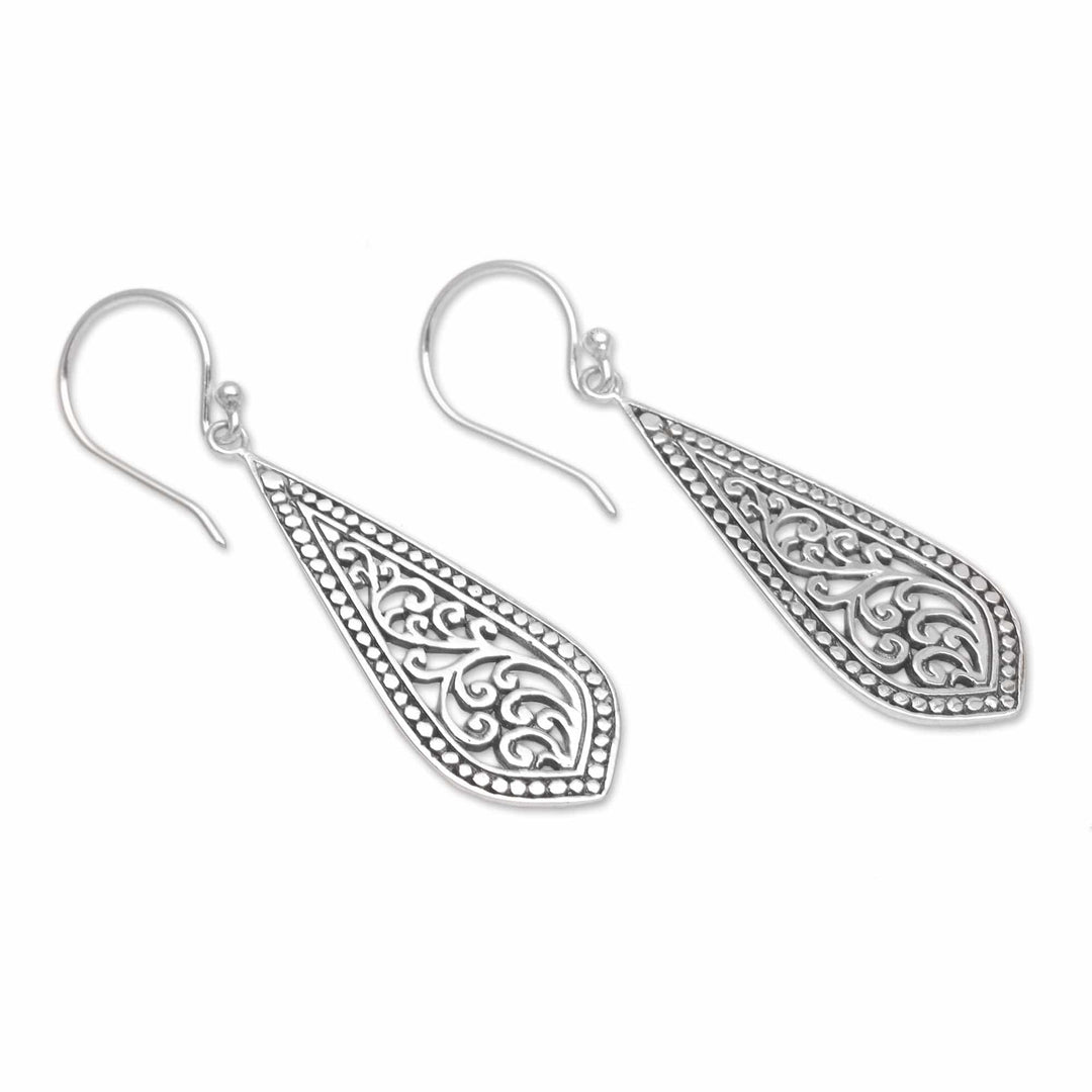 Handcrafted Sterling Silver Dangle Earrings - Ornate Teardrop
