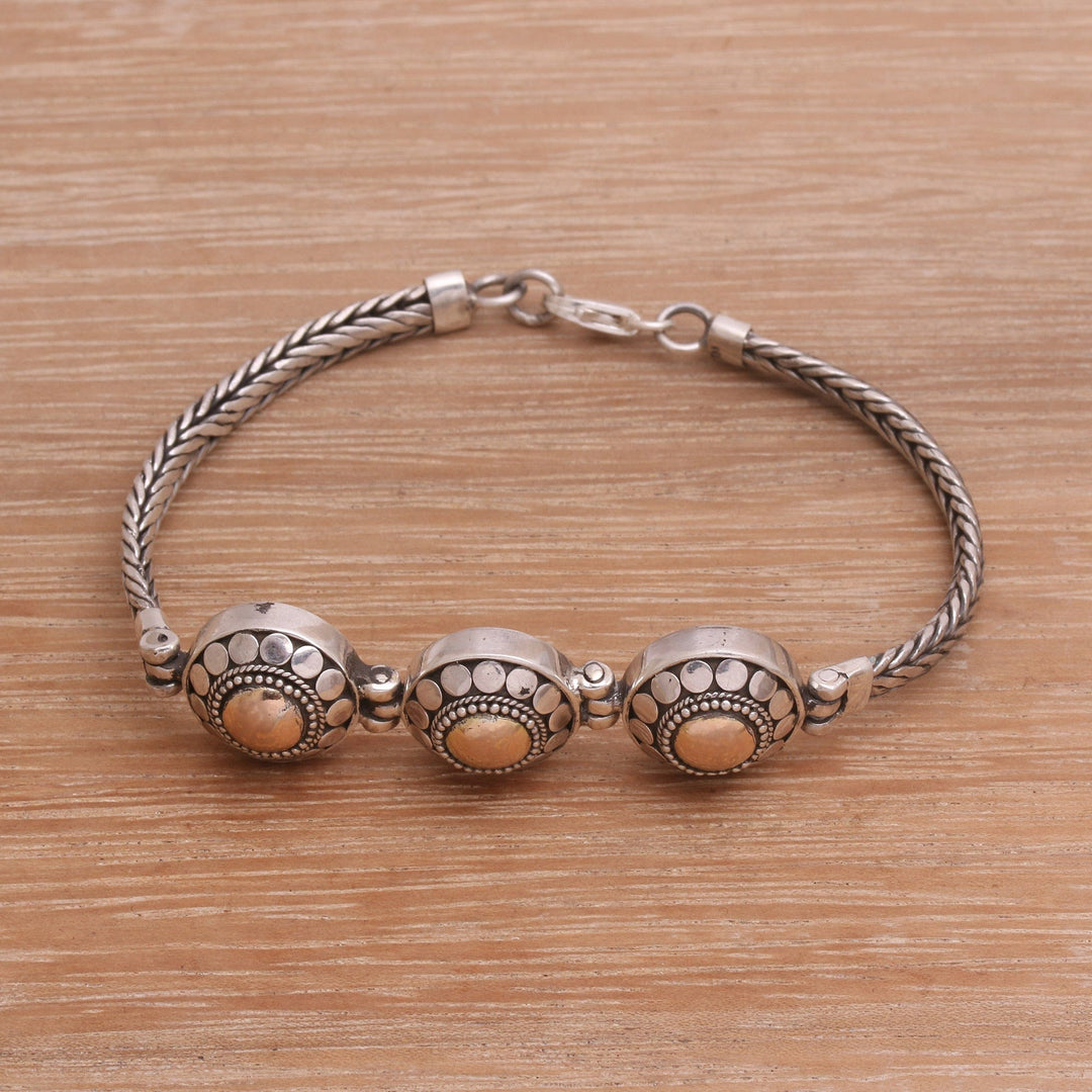 Gold Accented Sterling Silver Link Bracelet - Destiny of Three