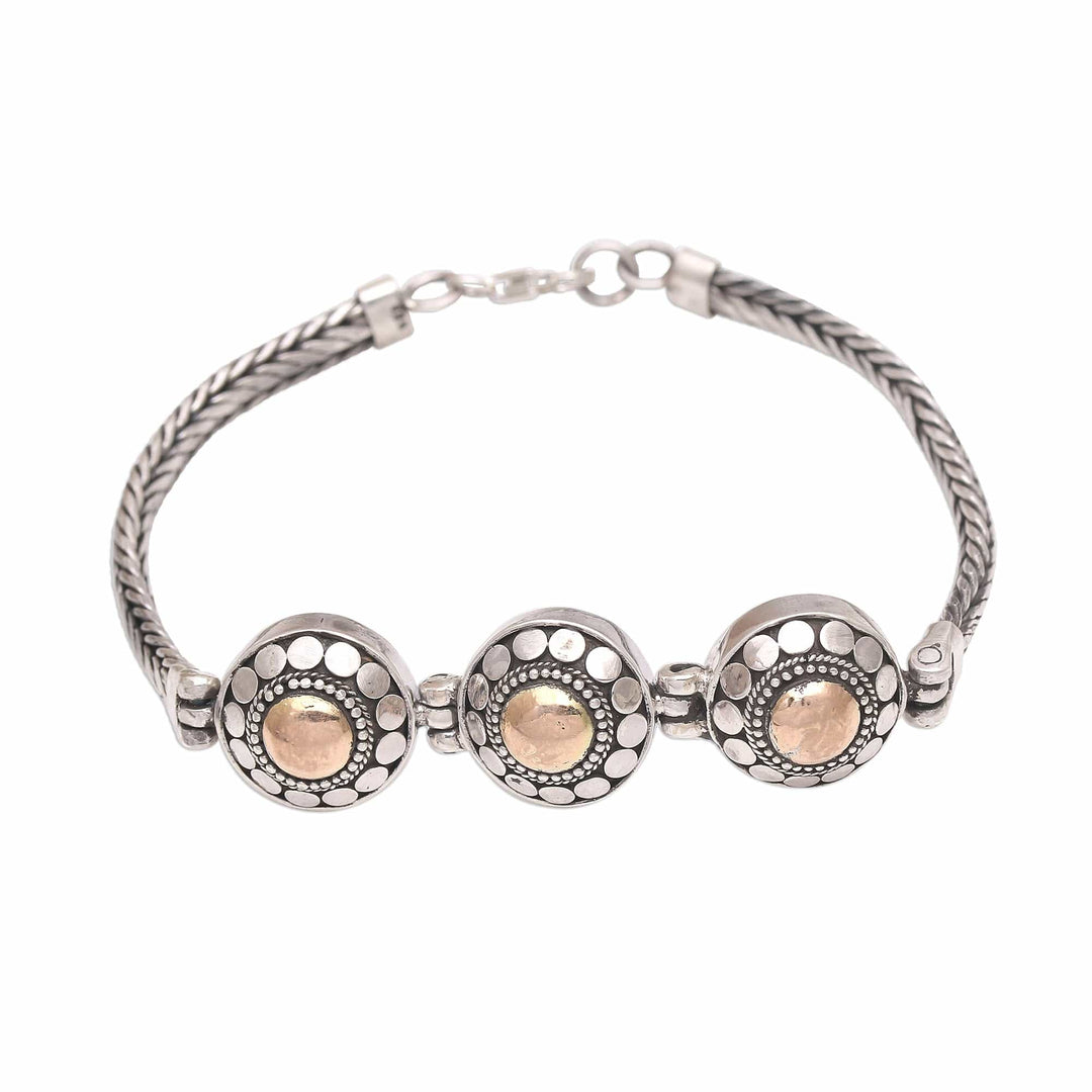 Gold Accented Sterling Silver Link Bracelet - Destiny of Three