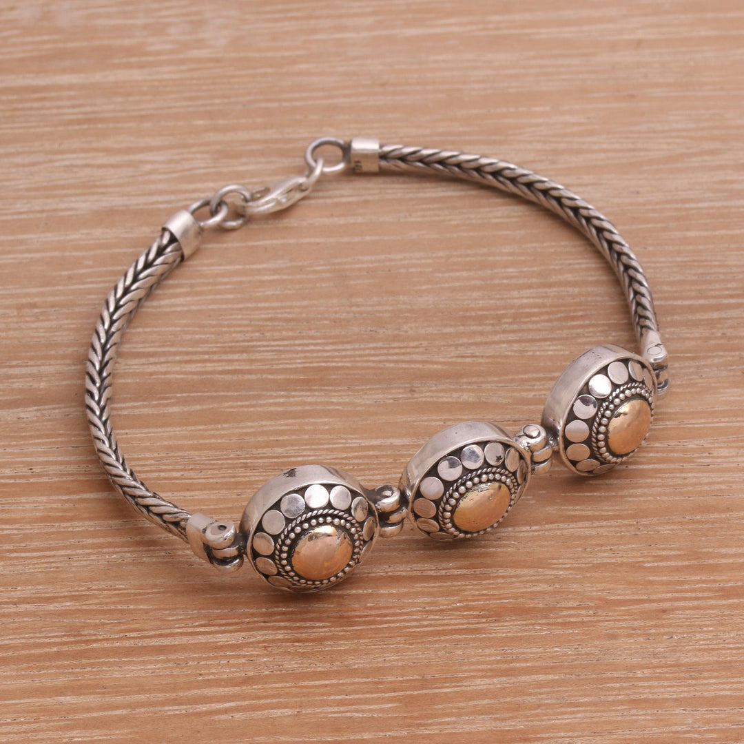 Gold Accented Sterling Silver Link Bracelet - Destiny of Three