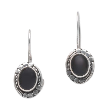 Onyx and Sterling Silver Drop Earrings Handmade in Bali - Midnight Charisma