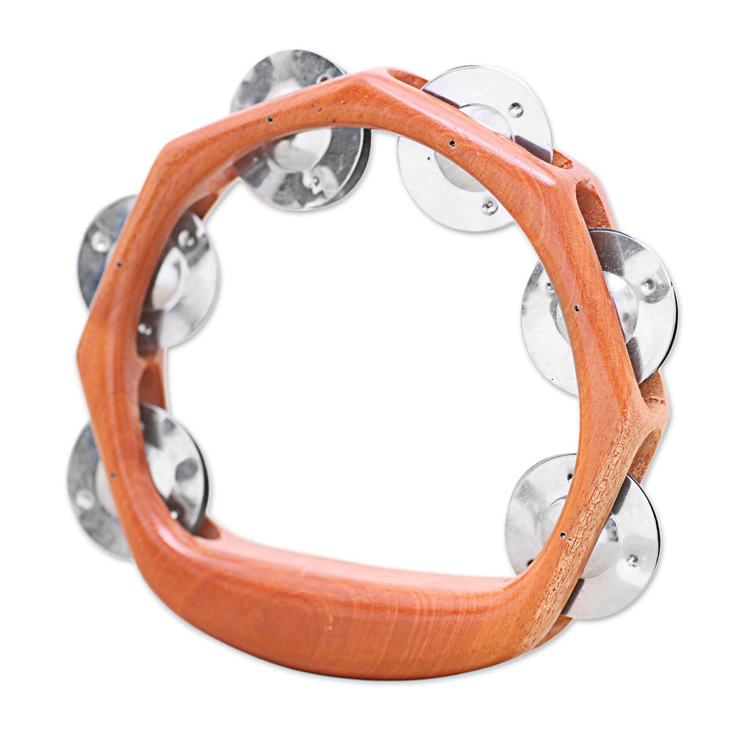 Teak Wood and Stainless Steel Tambourine - Funky Tune