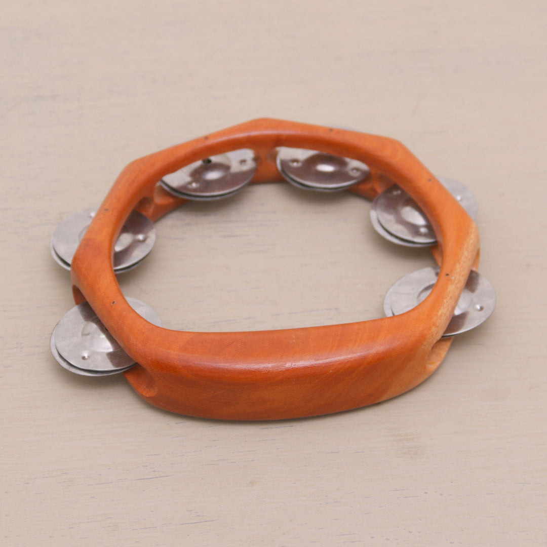 Teak Wood and Stainless Steel Tambourine - Funky Tune