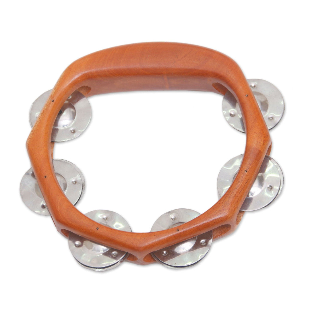 Teak Wood and Stainless Steel Tambourine - Funky Tune