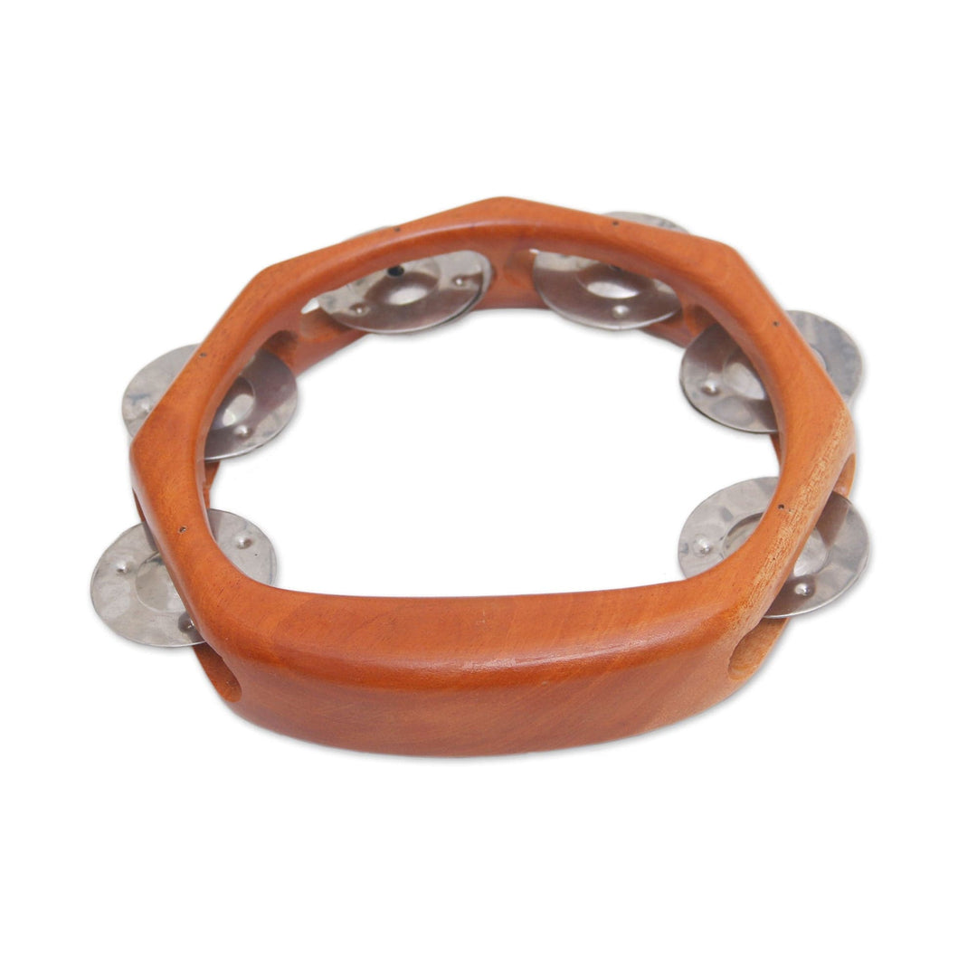 Teak Wood and Stainless Steel Tambourine - Funky Tune