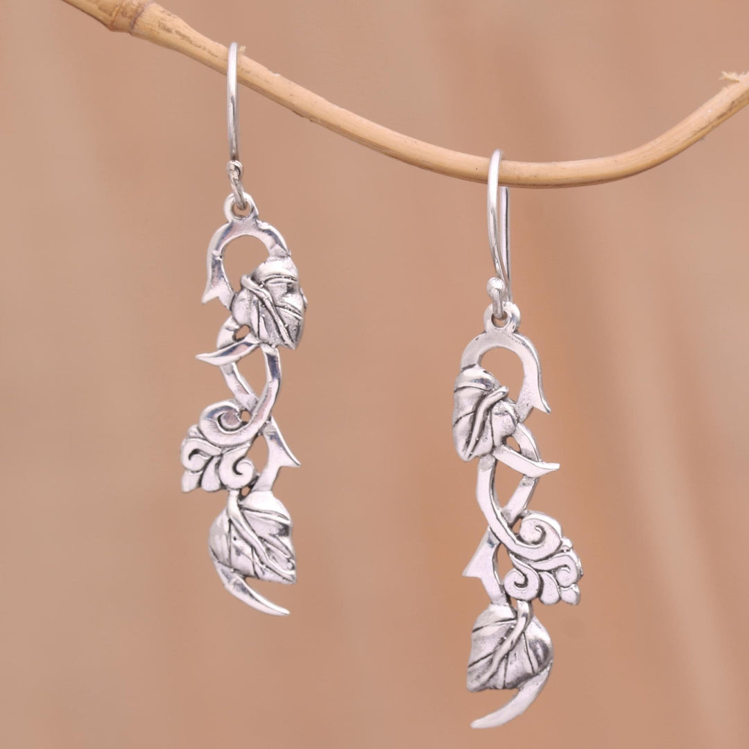 Sterling Silver Leafy Hope Vine Dangle Earrings - Hope Vines