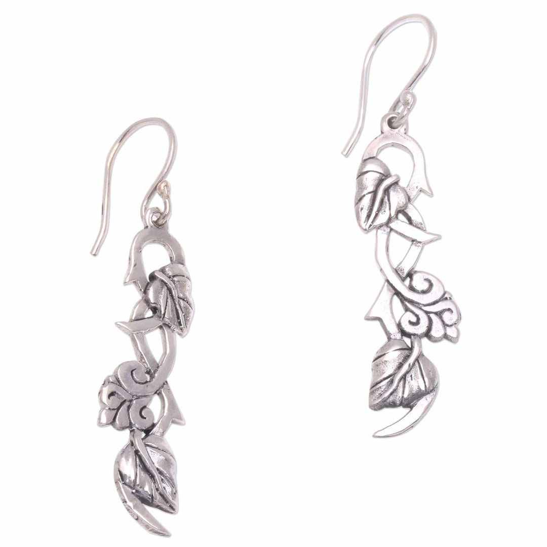 Sterling Silver Leafy Hope Vine Dangle Earrings - Hope Vines