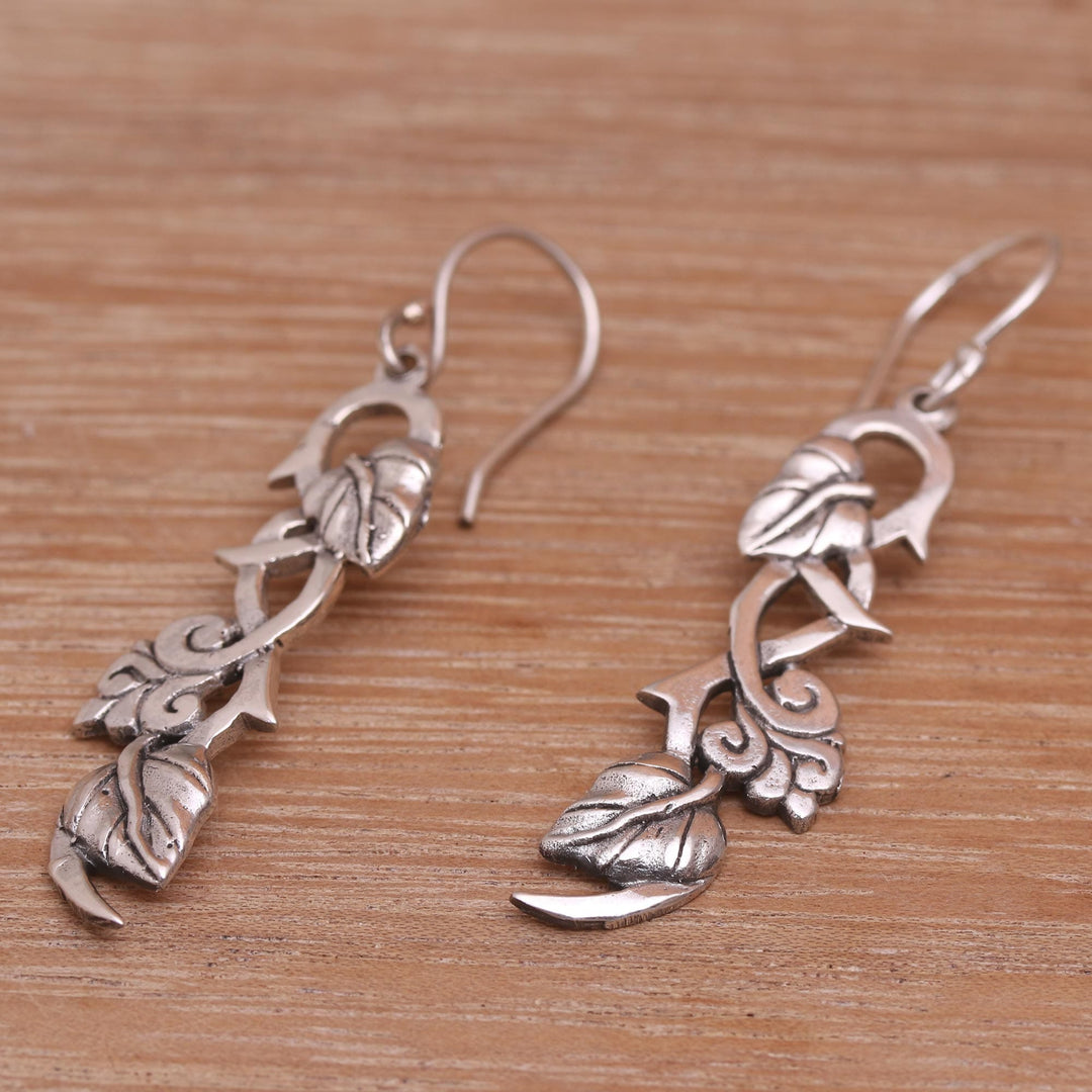 Sterling Silver Leafy Hope Vine Dangle Earrings - Hope Vines