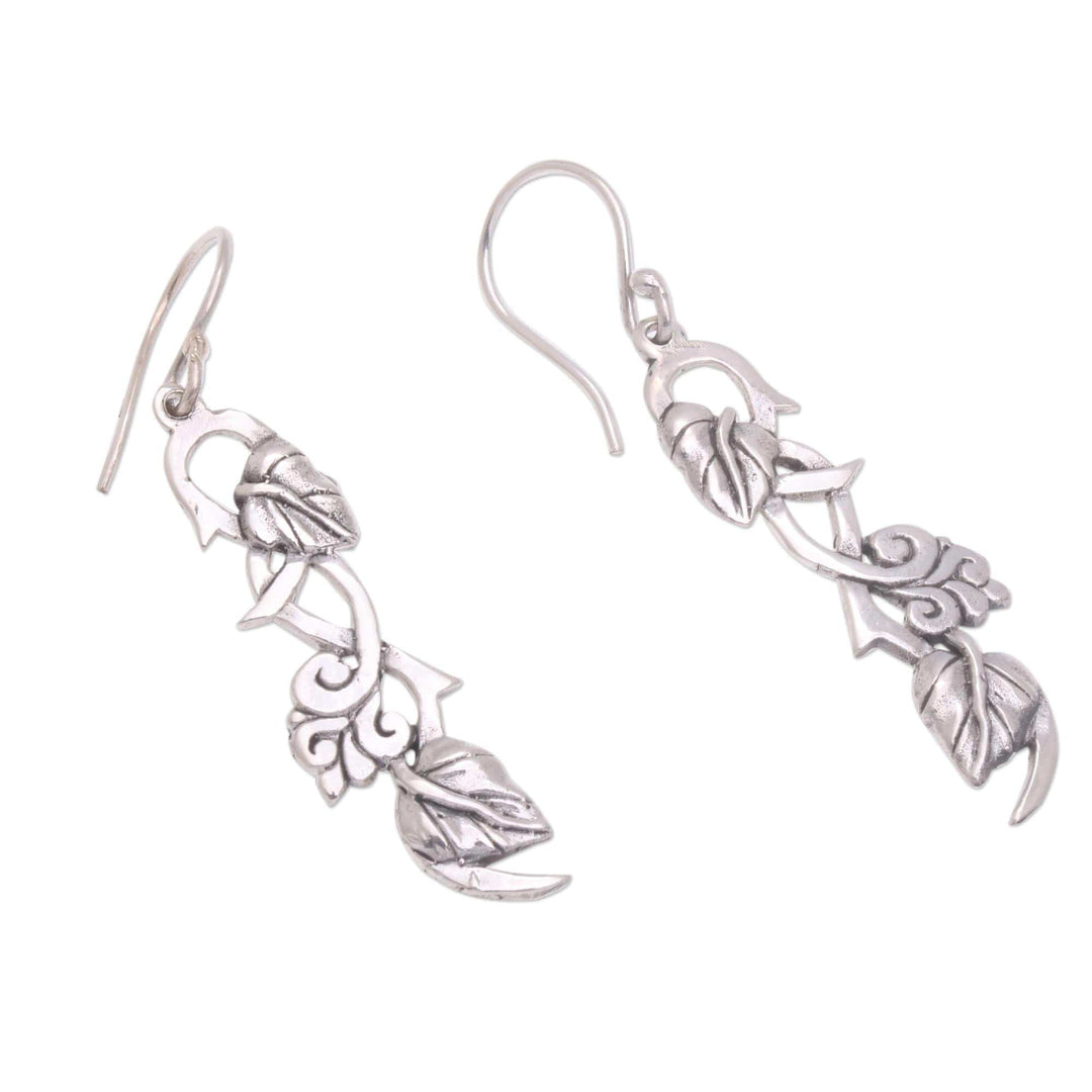 Sterling Silver Leafy Hope Vine Dangle Earrings - Hope Vines