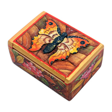 Hand Painted Mini Jewelry Box with Butterfly Motif - Butterfly Paradise