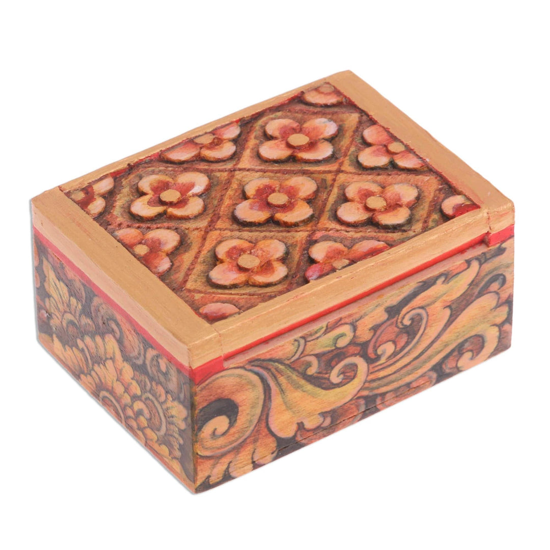 Mini Jewelry Box with Floral Motif - Floral Array