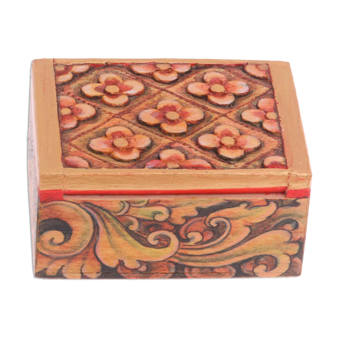 Mini Jewelry Box with Floral Motif - Floral Array