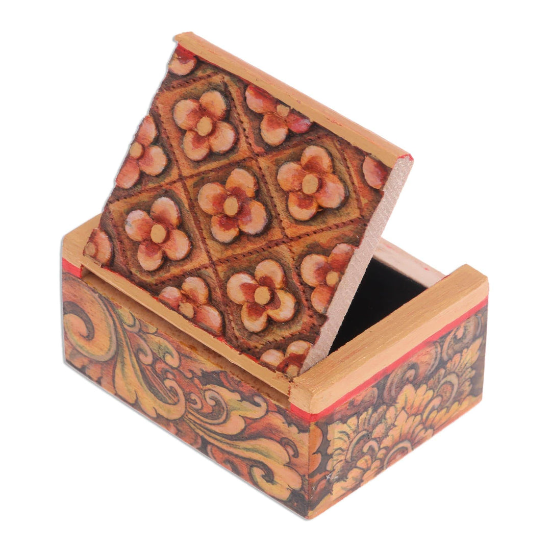 Mini Jewelry Box with Floral Motif - Floral Array
