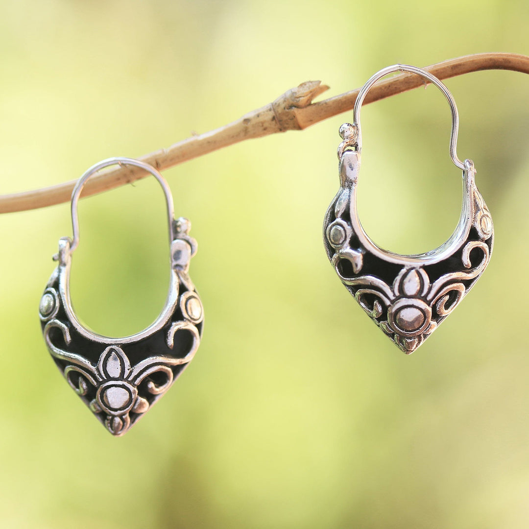 Handmade Sterling Silver Hoop Earrings - Fine Blossoms