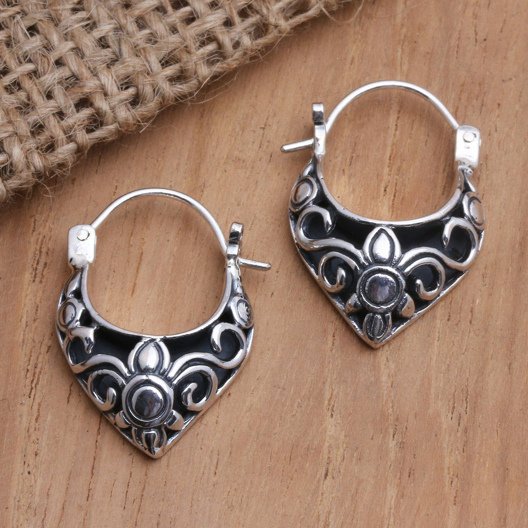 Handmade Sterling Silver Hoop Earrings - Fine Blossoms