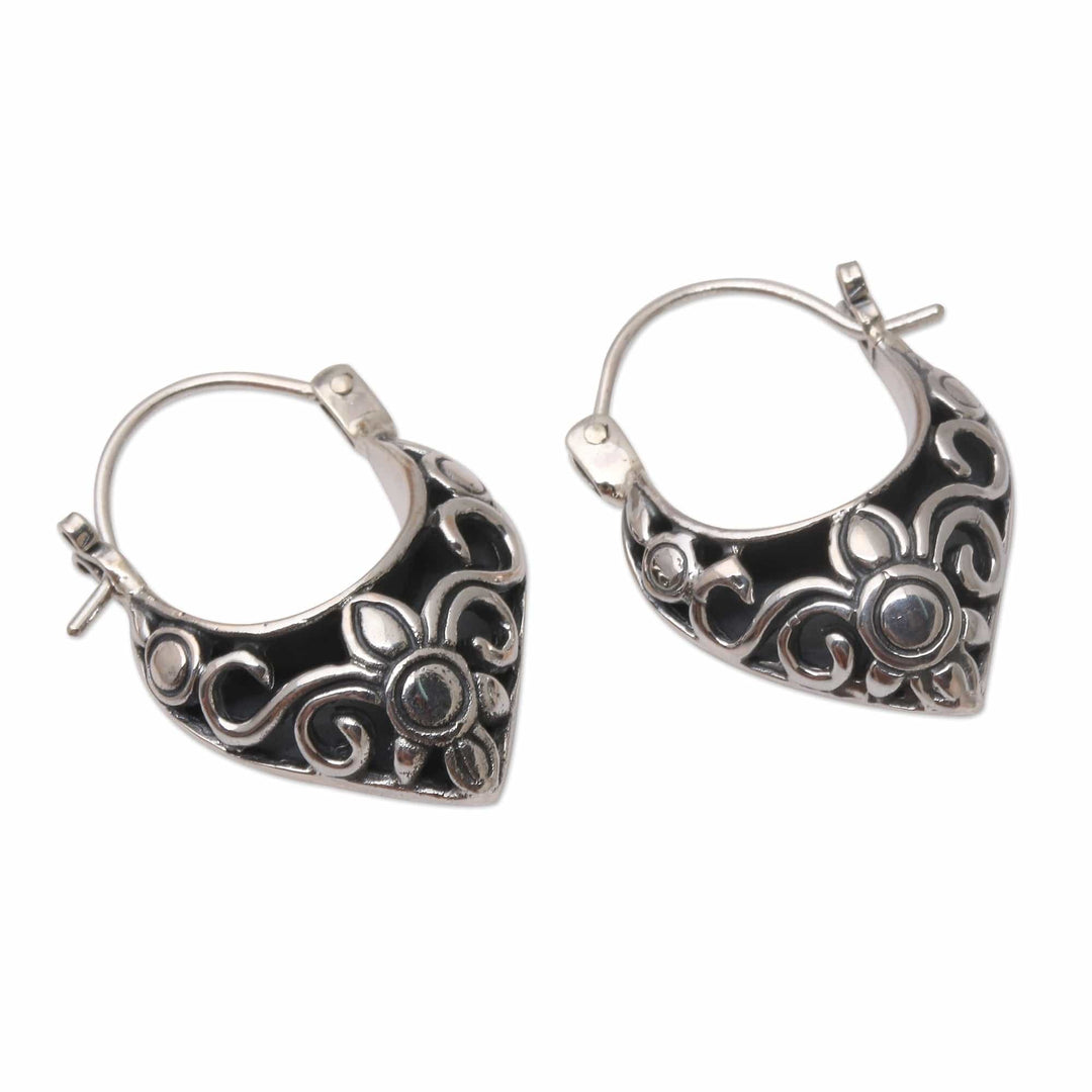 Handmade Sterling Silver Hoop Earrings - Fine Blossoms
