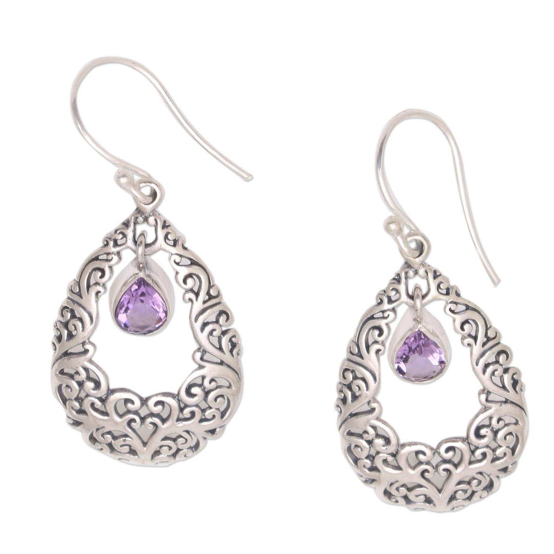 Amethyst Drop Dangle Earrings - Curling Drops