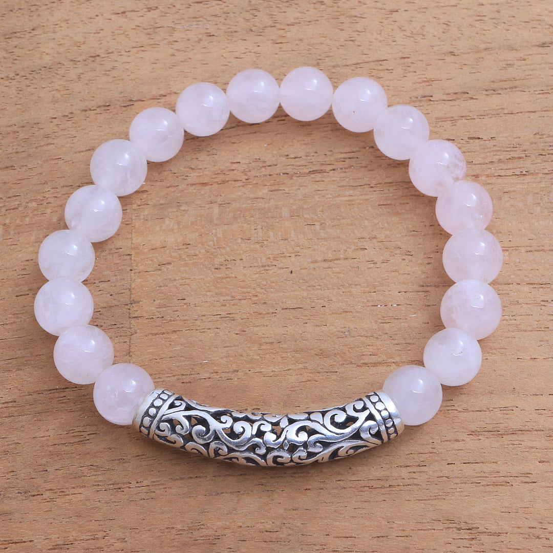 Rose Quartz Beaded Stretch Bracelet - Rosy Arch