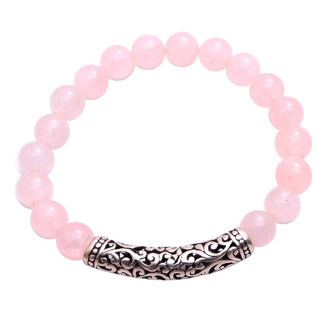 Rose Quartz Beaded Stretch Bracelet - Rosy Arch
