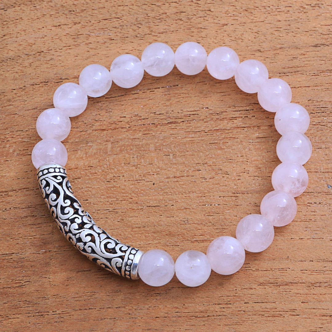 Rose Quartz Beaded Stretch Bracelet - Rosy Arch